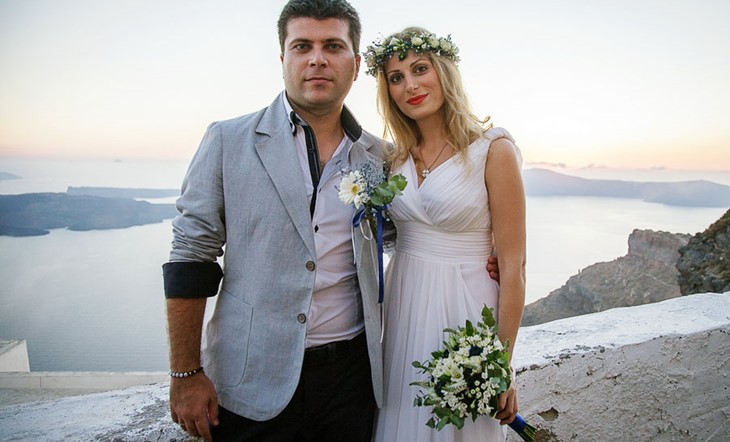 Orthodox wedding ceremony on Santorini