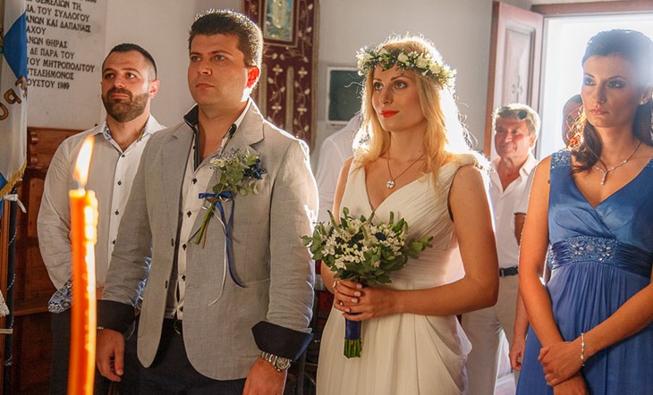 Orthodox wedding ceremony on Santorini