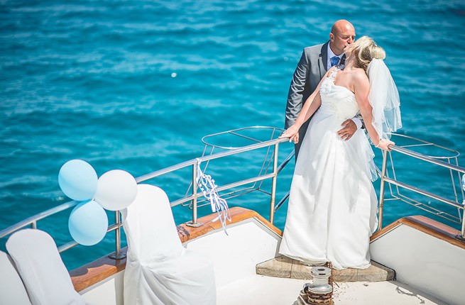 A wedding on a yacht on the island of Mykonos