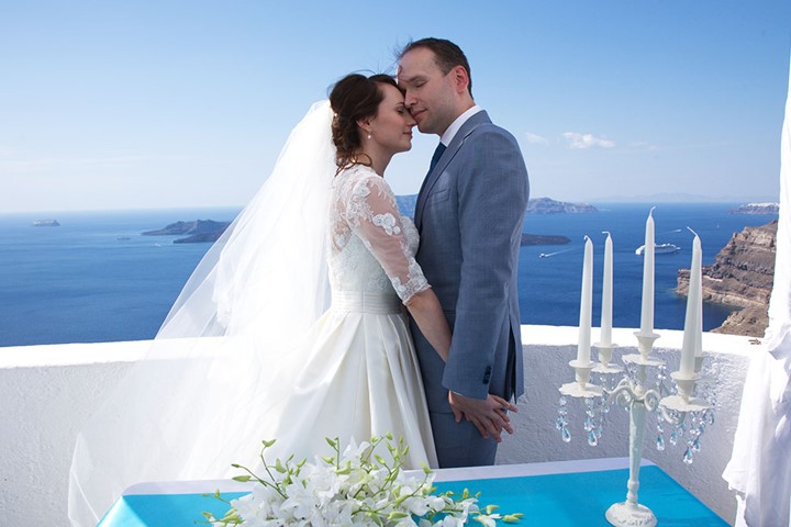 A civil ceremony in the Villa Irini, Santorini