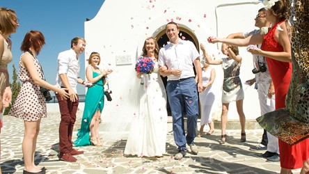 A church wedding in one of the temples on Rhodes